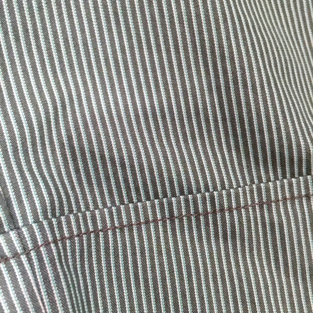Tom K Nguyen Pinstripe Bermuda Shorts Green - Picture 4 of 7